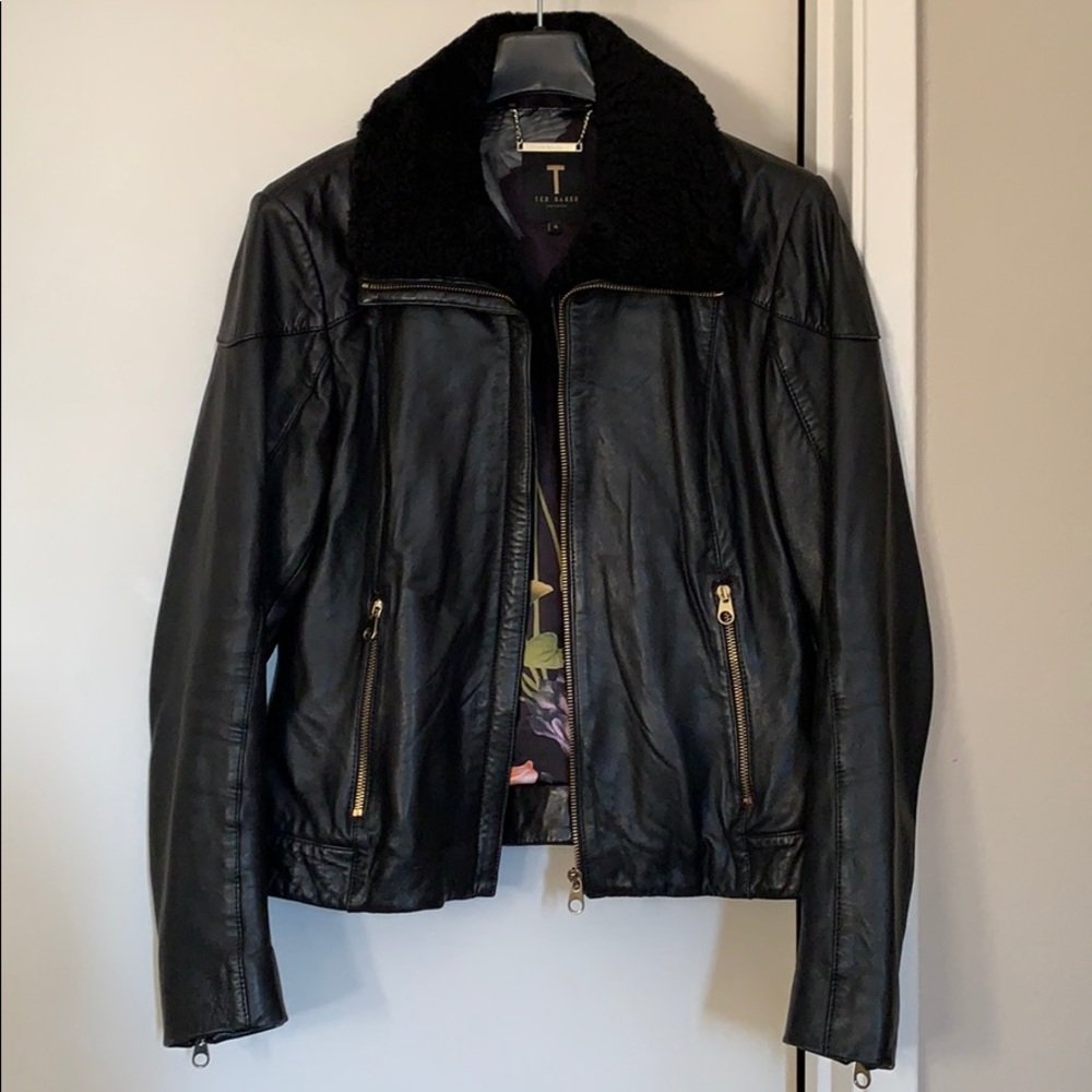 Ted Baker Leather Jacket With Removable Lambskin - image 1